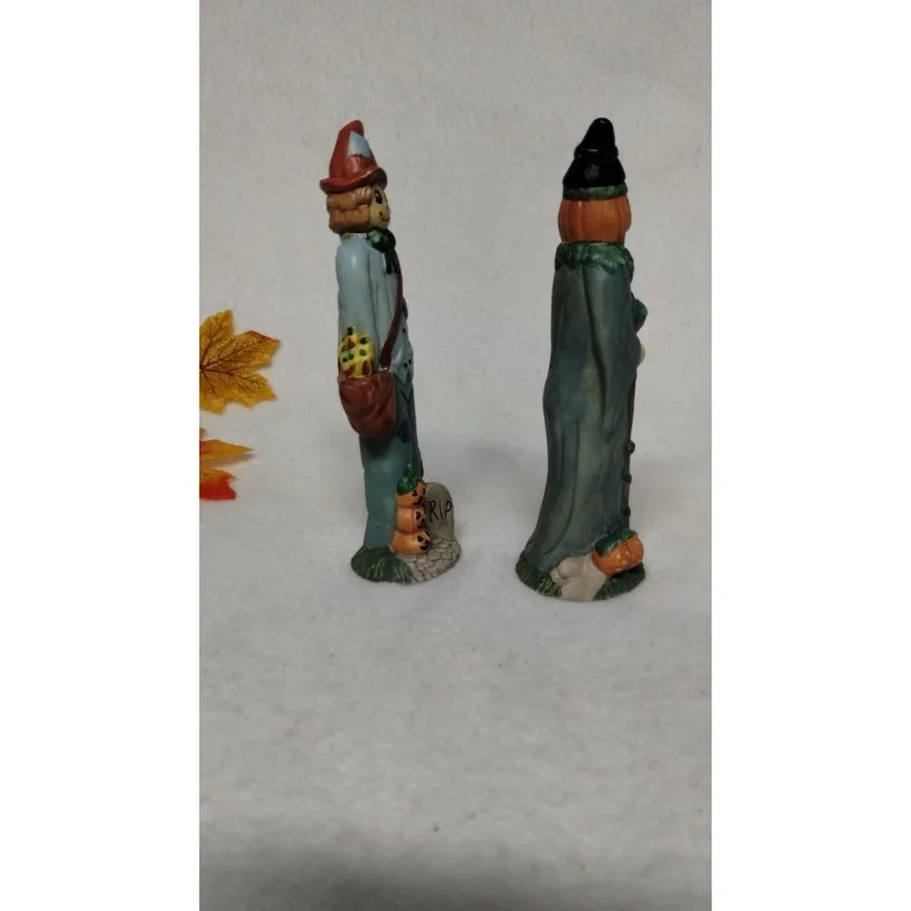 Vintage Haunted Haven Pencil Halloween Scarecrow & Pumpkin Figurines‎